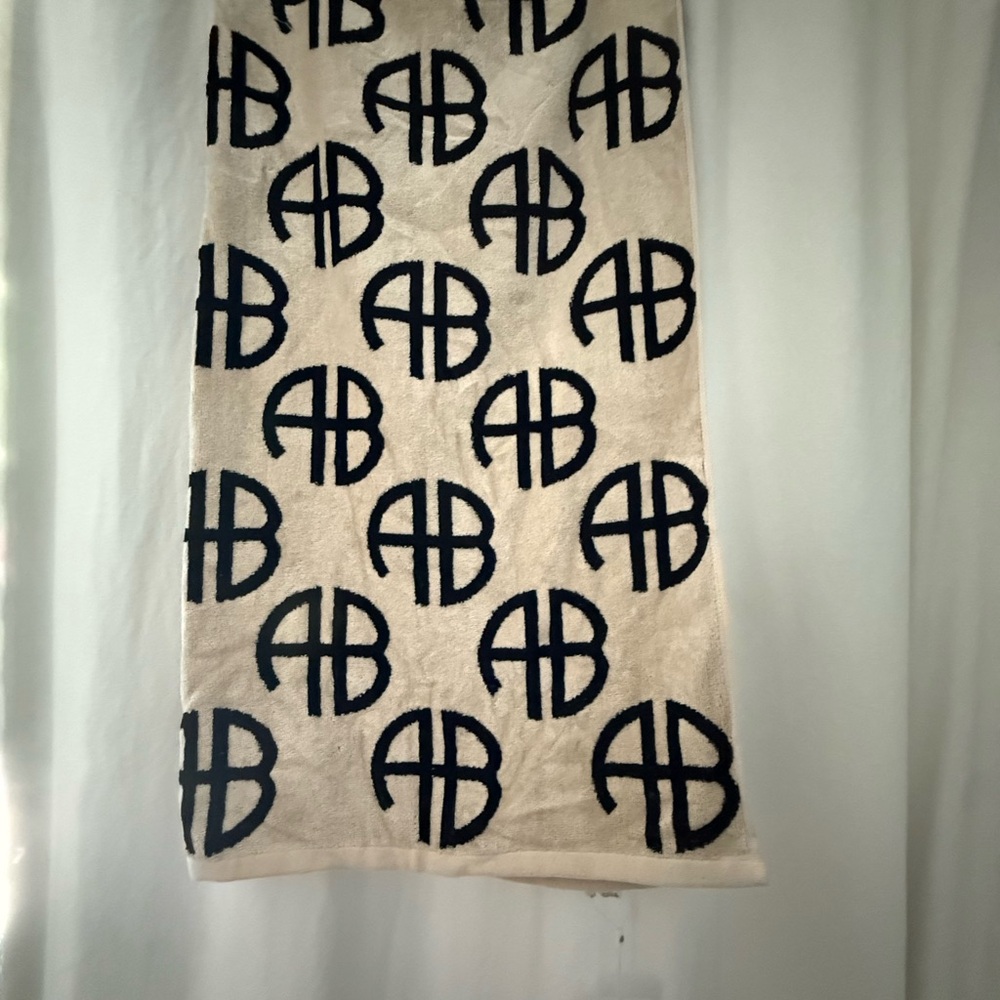 Anine Bing Cream Towel with Black Logo